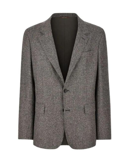 Canali Gray Single-Breasted Coat for men