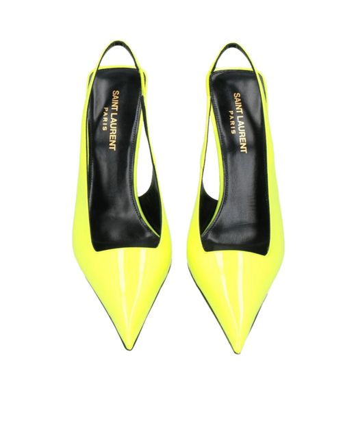 Saint Laurent Yellow Patent Leather Pointed-Toe High Heels