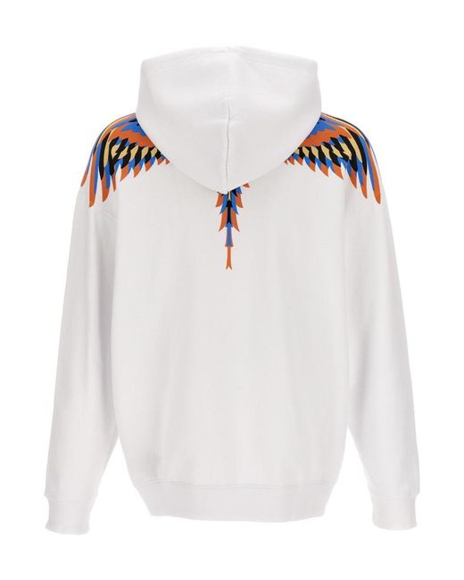 Marcelo Burlon White County Of Milan Wings Printed Drawstring Hoodie for men