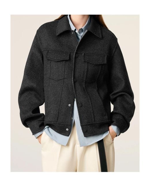 AMI Black Wool Trucker Jacket for men