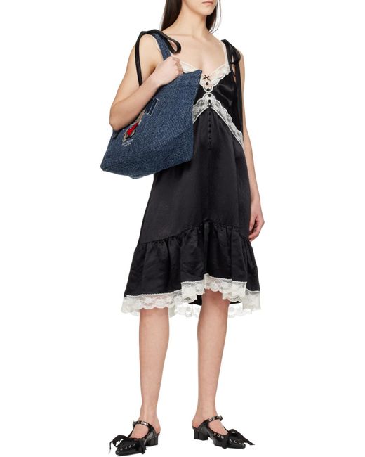 Ganni Blue Bear Denim Medium Tote Bag