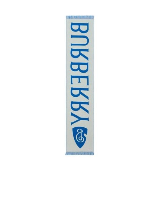 Burberry Blue Wool Logo Scarf