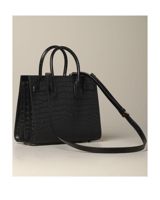 Saint Laurent Black Structured Tote Bag