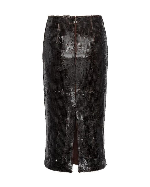 ROTATE BIRGER CHRISTENSEN Black Sequins Pencil Skirt
