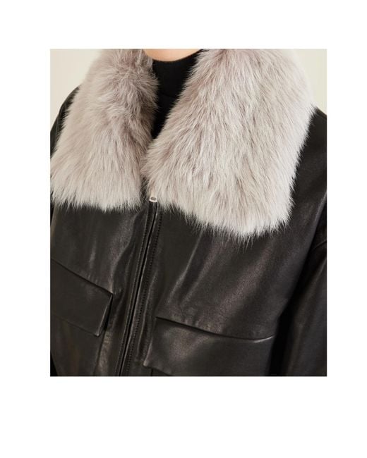 Nour Hammour Black Long-Sleeved Leather Jacket