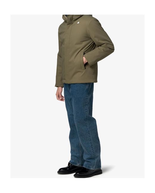 K-Way Green Logo-Printed Cotton-Padded Jacket for men
