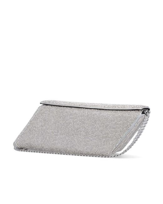 Kara Gray Embellished Box-Shaped Chain-Linked Shoulder Bag