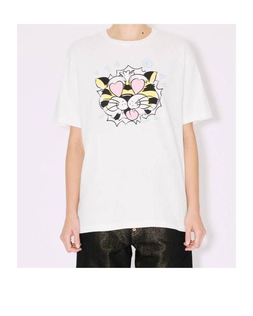 KENZO White Wild Tiger Loose T-Shirt
