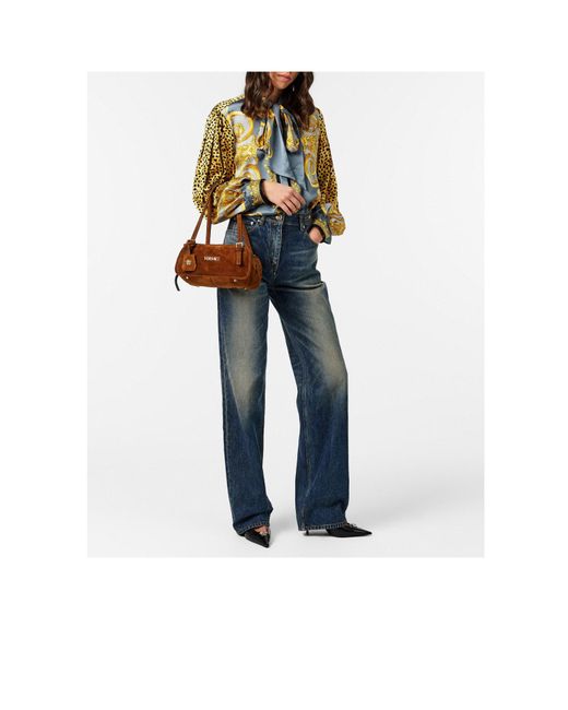 Versace Brown Solid Color Shoulder Bag