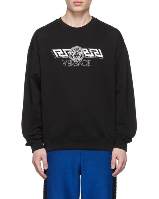Versace Black Medusa Head Motif Crewneck Sweatshirt for men