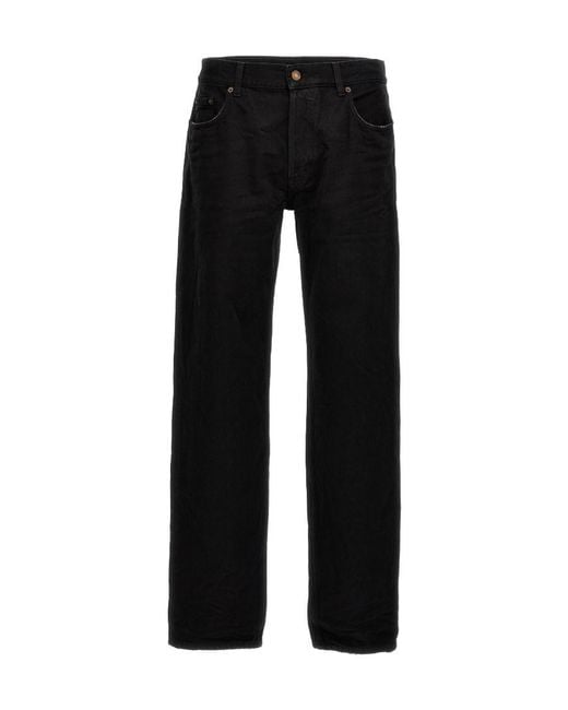 Saint Laurent Black Buttoned Straight Leg Jeans for men
