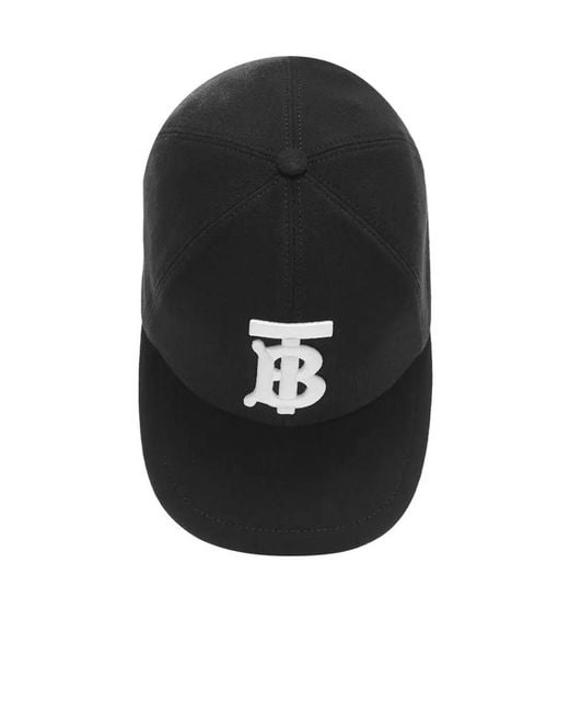 Burberry Black Embroidered Tb Baseballl Hat for men