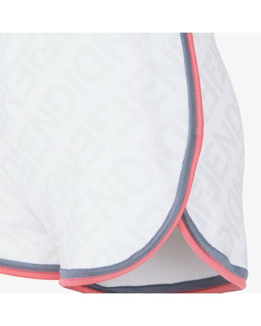 Fendi White Allover Logo Knitted Shorts