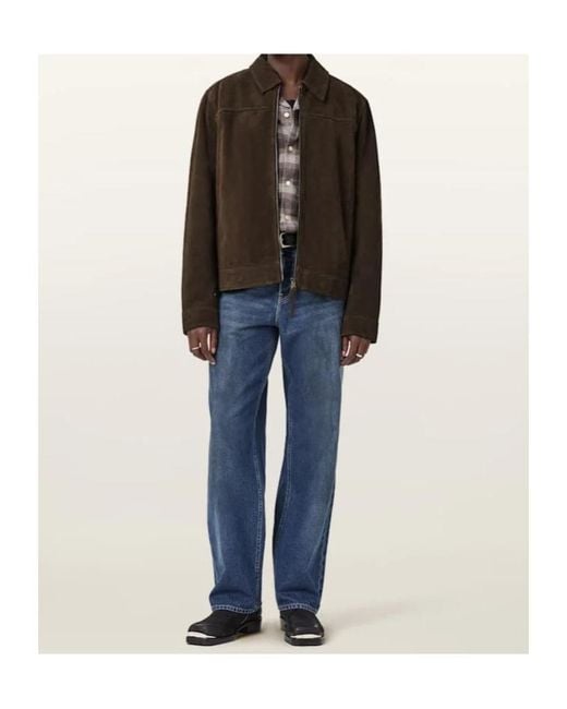 AllSaints Brown Suede Zip Jacket for men