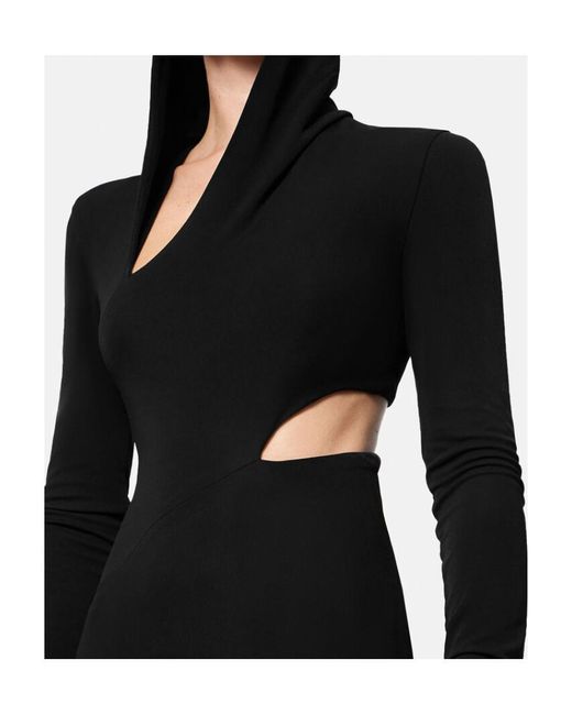Versace Black Cut-Out Long Sleeved Hooded Maxi Dress