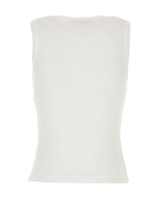 Agolde White Poppy Fine-Ribbed Tank Top