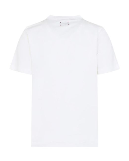 Kiton White Logo Embroidered Crew-Neck T-Shirt for men