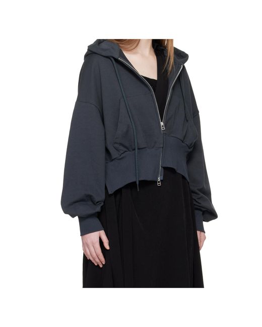 Yohji Yamamoto Blue Unbalanced Hoodie