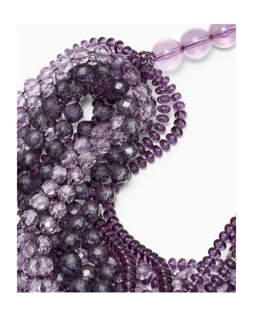 Emporio Armani Purple Beaded Multi-Strand Necklace