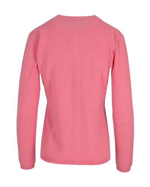 Lela Rose Pink Crew-Neck Cardigan