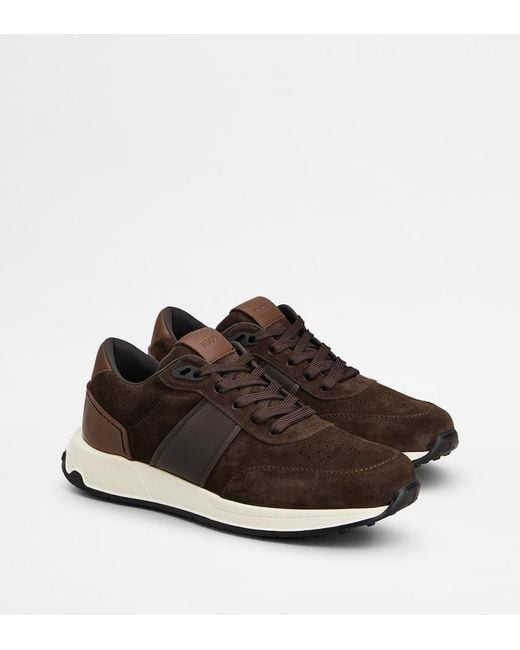 Tod's Brown Panelled Lace-Up Sneakers for men