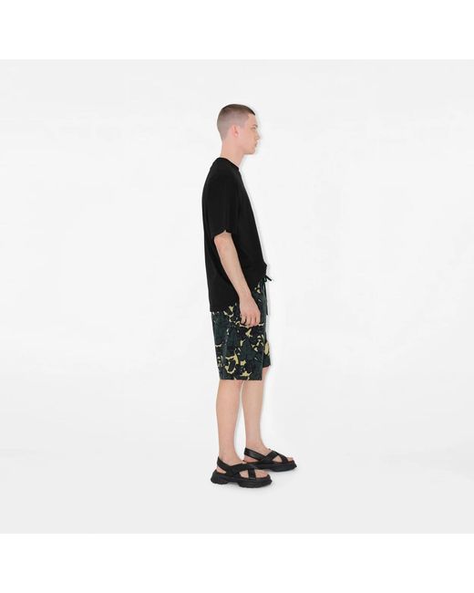 Burberry Green Floral-Print Bermuda Shorts for men