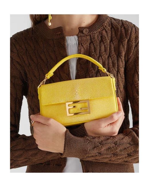 FENDI】Mini Baguette ミニバッグ イエロー Fendi Logo-Plaque Mini 