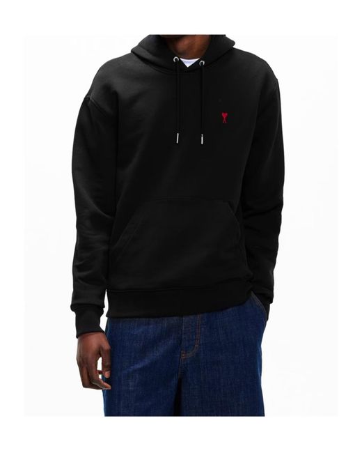 AMI Black Logo Hoodie for men