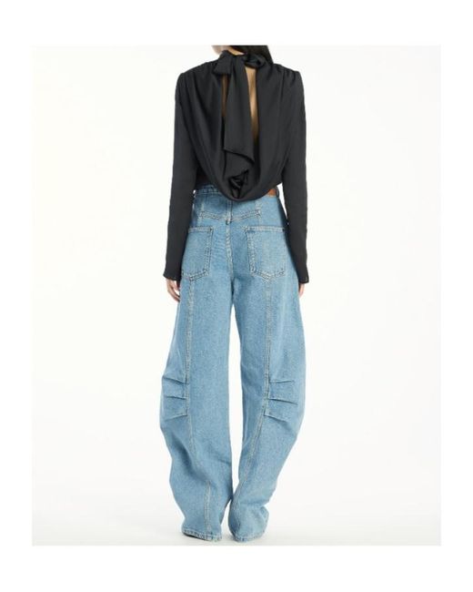 ROTATE BIRGER CHRISTENSEN Black Draped-Back Top