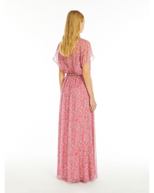 Max Mara Pink Pleated Print Dress