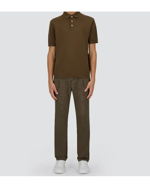 Herno Green Short-Sleeved Knitted Polo Shirt for men