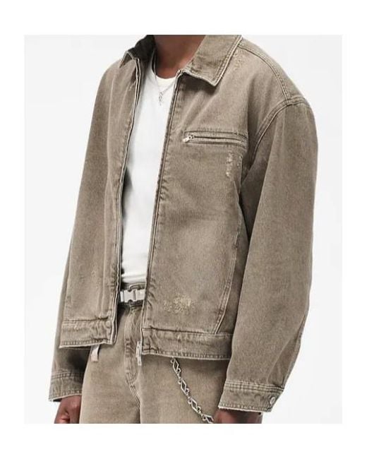 Represent Green Zipped Denim Jacket for men
