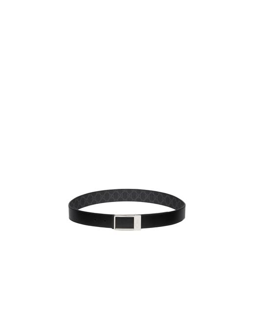 Gucci White Reversible Belt With Rectangular Buckle for men
