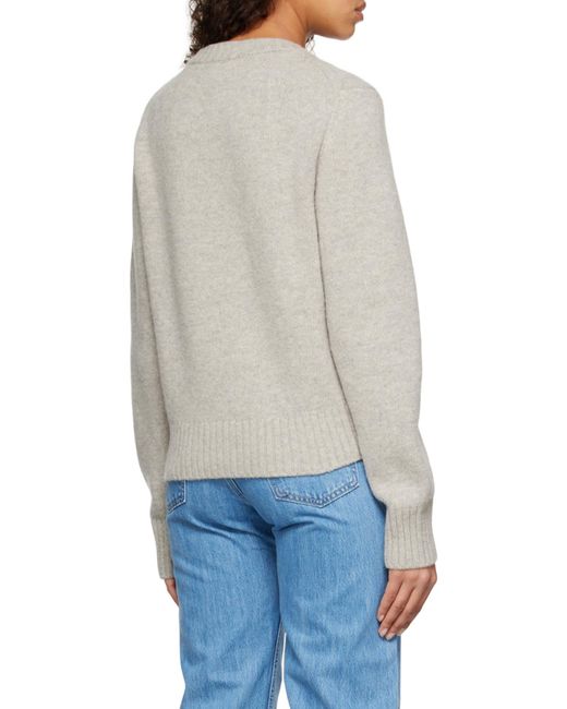 Ganni Gray Logo-Intarsia Jumper