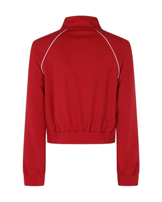 Sporty & Rich Red Long-Sleeved Zip-Up Sweatshirt