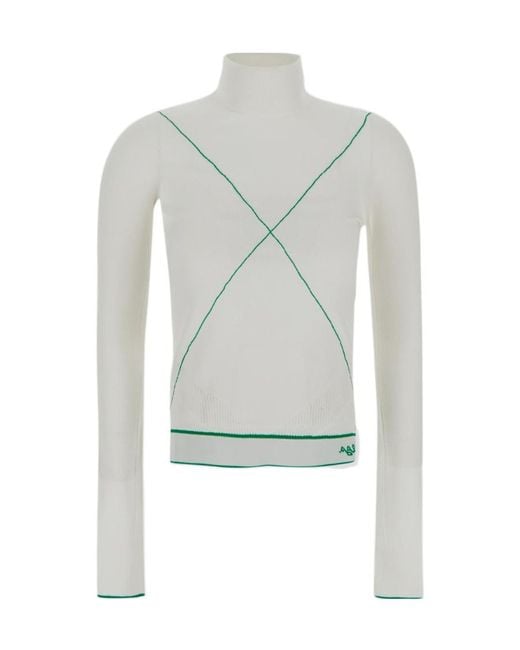 Bottega Veneta Blue Turtleneck Contrast Stitched Jumper