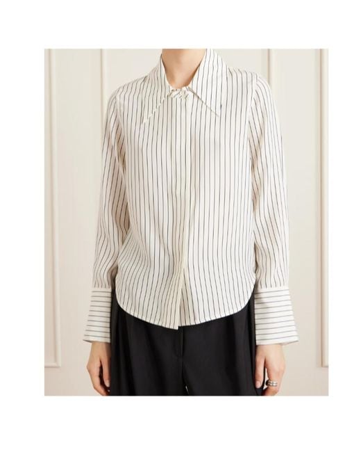 Co. White Striped Silk Shirt
