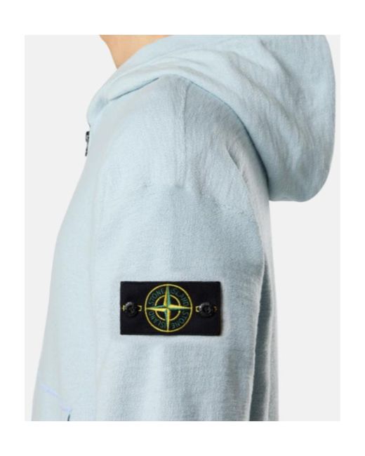 Stone Island Blue Logo Patch Zip Hooded Jacket for men