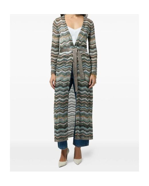 Missoni Gray Zigzag-Knit Sequin-Embellished Cardigan