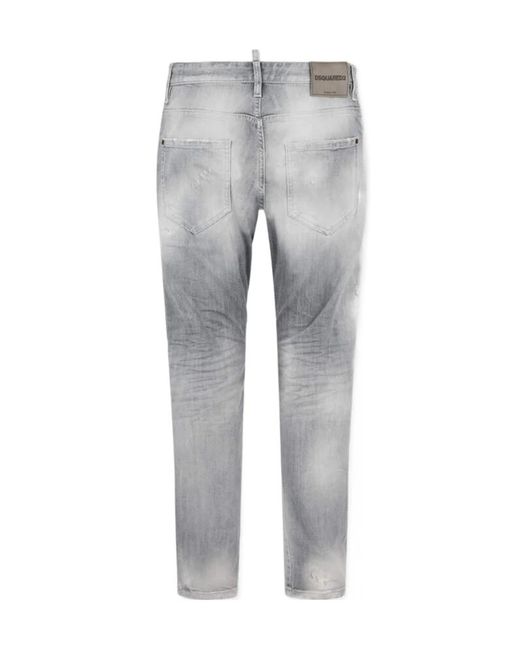 DSquared² Gray Slim-Fit Distressed Jeans for men