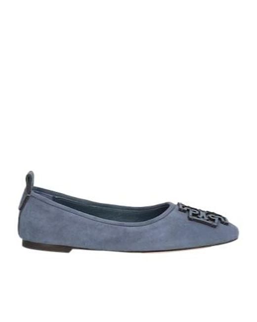 Tory Burch Blue Suede Ballet Flats