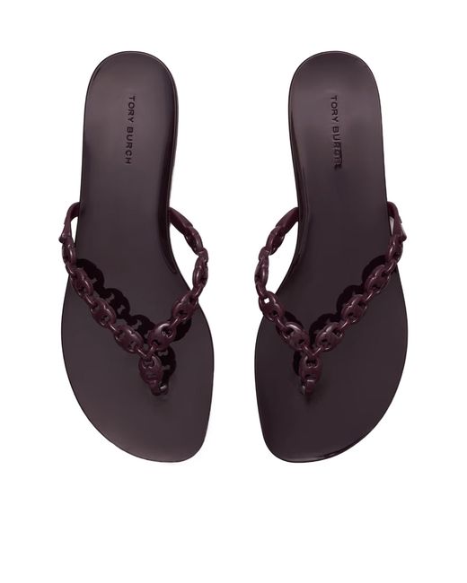 Tory Burch Brown Gemini Link Jelly Flip-Flops