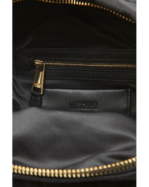 Moschino Black Logo-Plaque Quilted Backpack