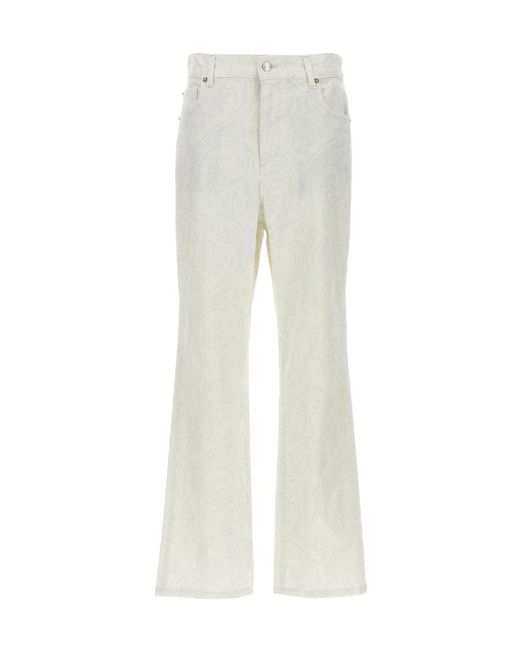 Etro Gray Paisley Printed Cropped Jeans