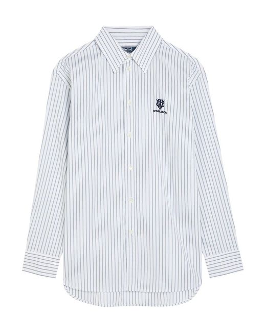 Polo Ralph Lauren White Striped Embroidered Cotton Shirt