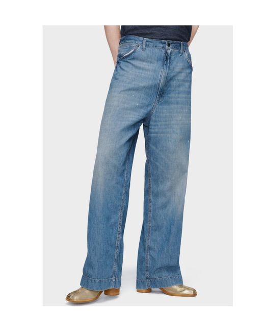 Maison Margiela Blue Patchwork Straight Leg Trousers for men