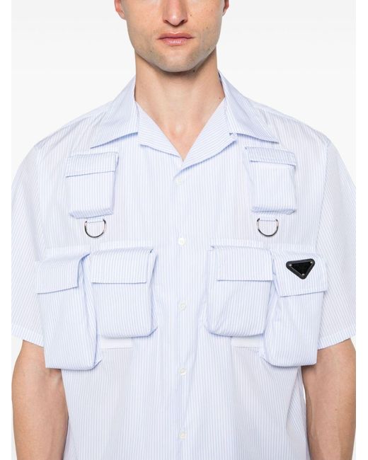 Prada White Long-Sleeved Poplin Shirt for men