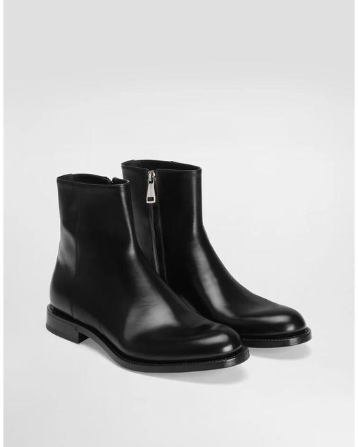 Dolce & Gabbana Black Round Toe Ankle Boots for men