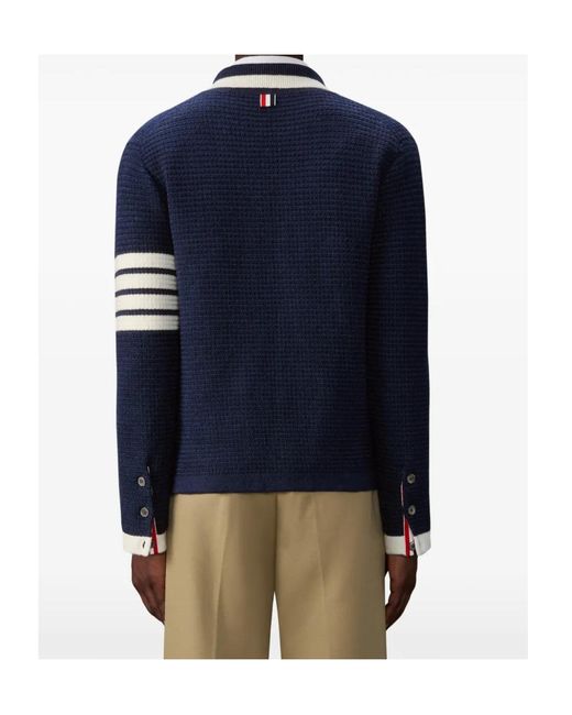 Thom Browne Blue Signature Striped Cardigan Jacket for men
