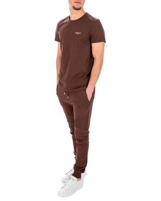 Balmain Brown Logo Printed Drawstring Track Pants for men